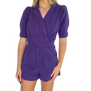 DAY+MOON PURPLE DENIM ROMPER, SIZE MEDIUM